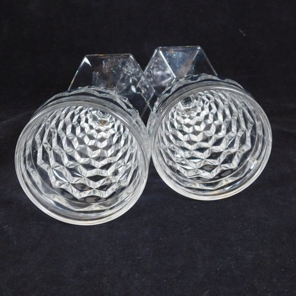 Lot of 2 Fostoria American Clear Glass Water Goblet 7" tall 9 oz Diamond Cube - Picture 10 of 11